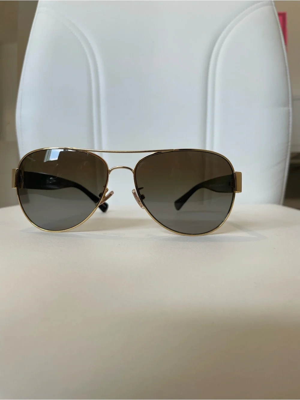 Coach Black and Gold Aviator Sunglasses